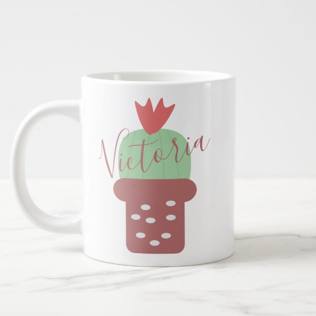 Cactus Krukväxt Prickig Kruka Namn Jättekaffemugg Jumbo Mugg (Vänster)