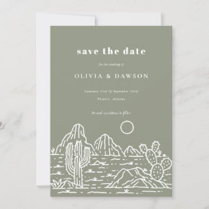 Cactus Line Art Desert Photo Spara datumet Inbjudningar