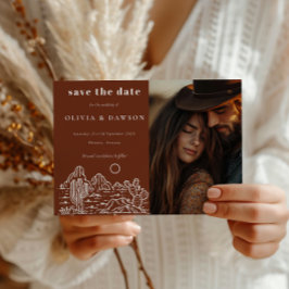 Cactus Line Art Desert Photo Spara datumet Vykort