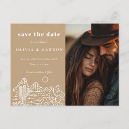 Cactus Line Art Desert Photo Spara datumet Vykort