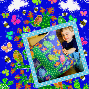 Cactus Livets träd med Uggla och fåglar Kudde