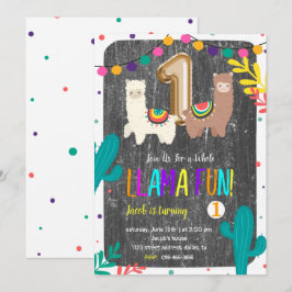 Cactus Llama Roligt 1:a födelsedagsinbjudan Inbjudningar