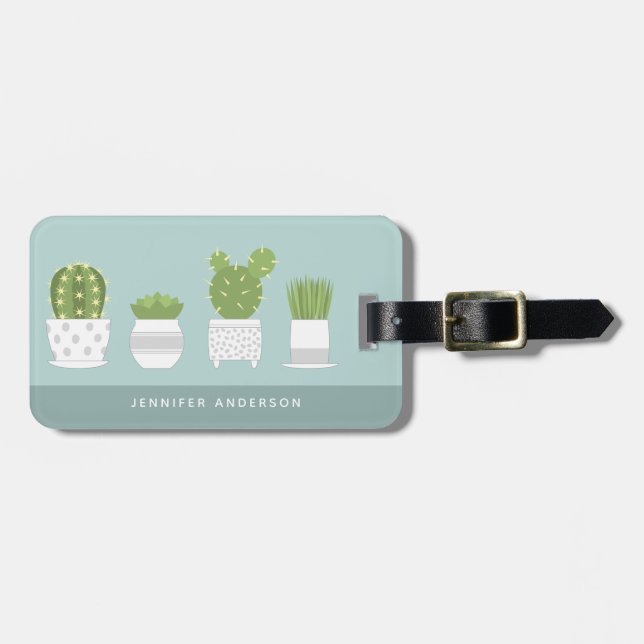 Cactus Luggage Tags Bagagebricka (Horisontell Framsida)