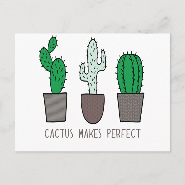 Cactus Makes Perfekt Pun Vykort (Framsida)