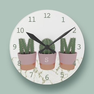 Cactus Mamma monogrammed kökökökökökökökökökököldl Rund Klocka