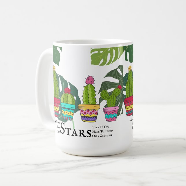 CACTUS MED KVOTER OCH STORA LÖV KAFFEMUGG (Framsida vänster)