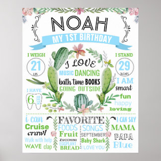 Cactus mexican Fiesta succula blommor Birthday Poster