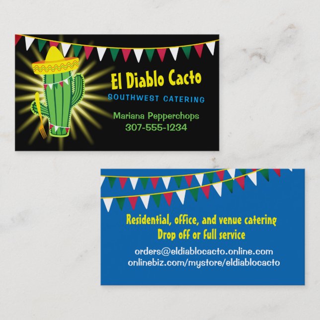 Cactus Mexican Southwest catering Visitkort (Fram/baksida)