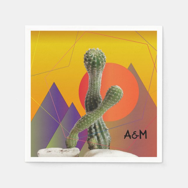 Cactus Monogram Napkins Pappersservett (Framsidan)