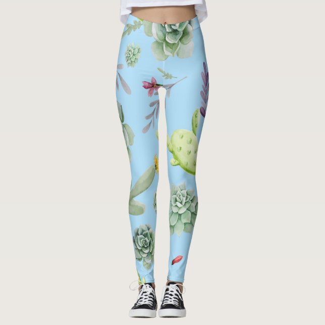 Cactus Mönster 10 Leggings (Framsida)