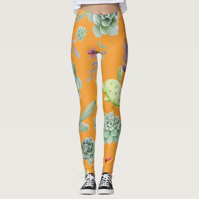 Cactus Mönster 11 Leggings (Framsida)