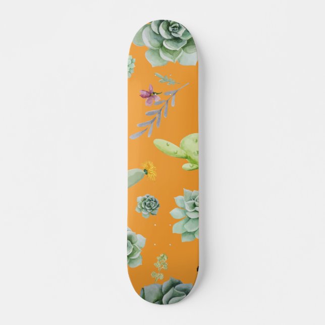 Cactus Mönster 11 Mini Skateboard Bräda 18,5 Cm (Framsida)