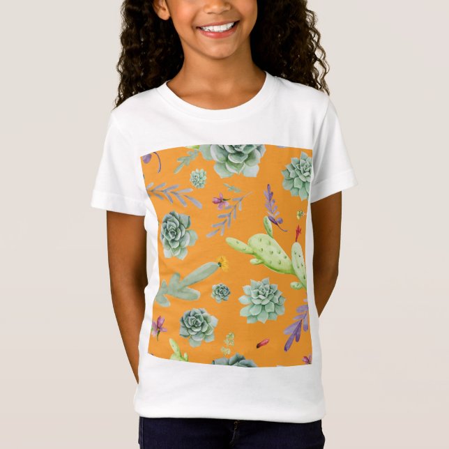 Cactus Mönster 11 T Shirt (Framsida)