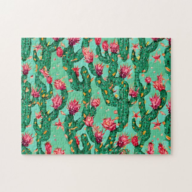 Cactus Mönster 2, fetstil och vackert pussel (Horisontell)