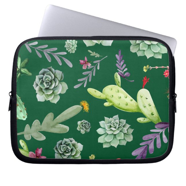 Cactus Mönster 3 Laptop Fodral (Framsidan)