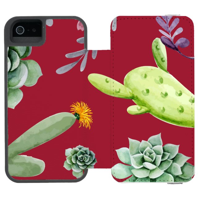 Cactus Mönster 4 Incipio iPhone Wallet Skal (Folio Öppen)