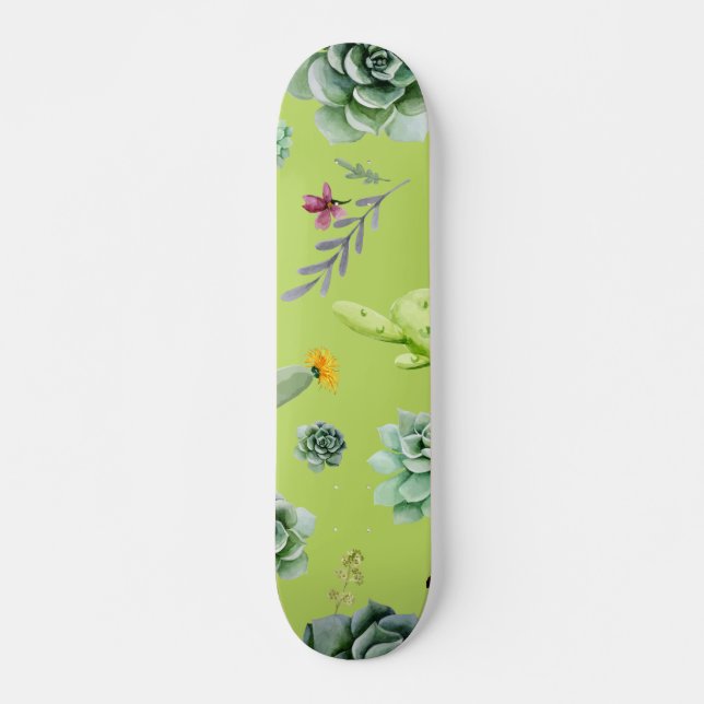 Cactus Mönster 6 Mini Skateboard Bräda 18,5 Cm (Framsida)