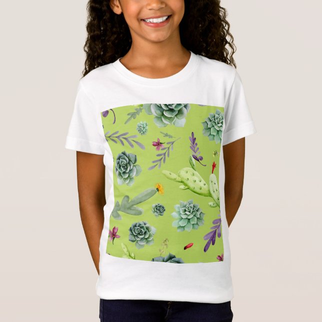 Cactus Mönster 6 T Shirt (Framsida)