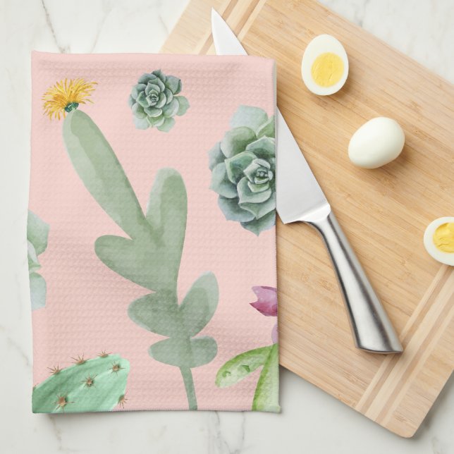 Cactus Mönster 8 Kökshandduk (Vikt i Fjärdedel)