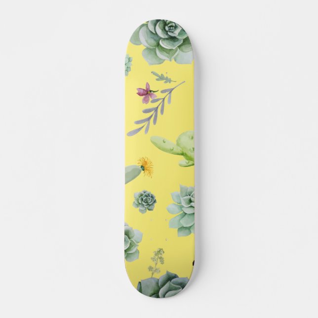 Cactus Mönster 9 Mini Skateboard Bräda 18,5 Cm (Framsida)