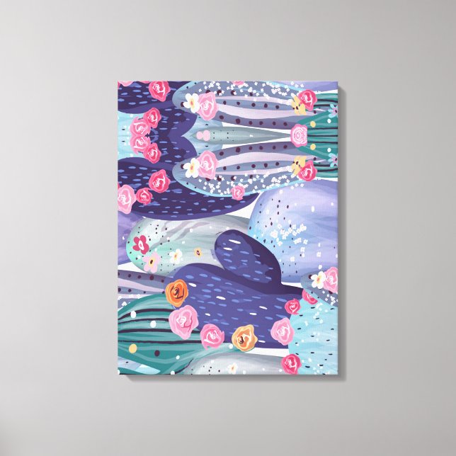 Cactus Mönster Colorful Watercolor Canvastryck (Framsida)