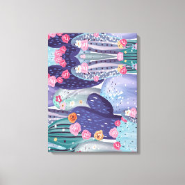 Cactus Mönster Colorful Watercolor Canvastryck