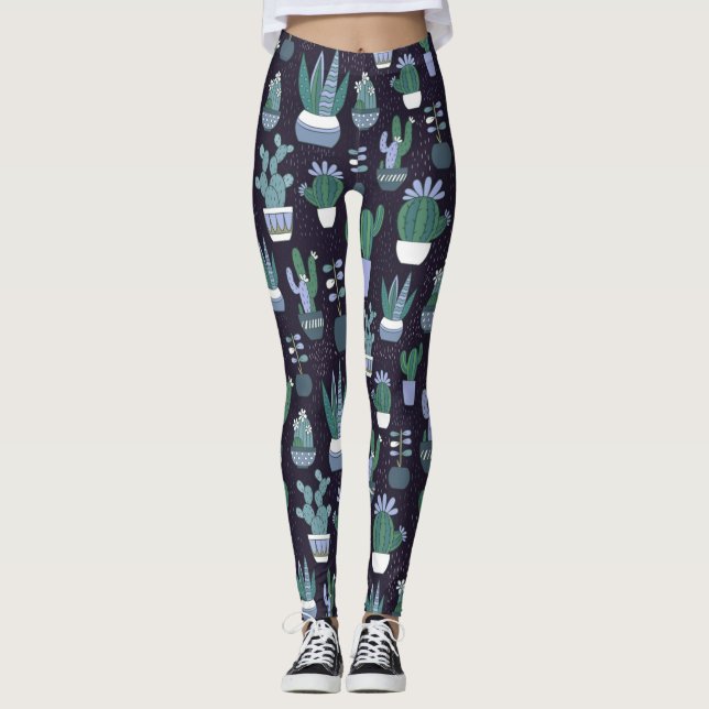 Cactus mönster leggings (Framsida)