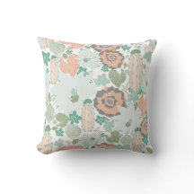 Cactus Mönster Skriv ut Cute Coral Mint Grönt Whit