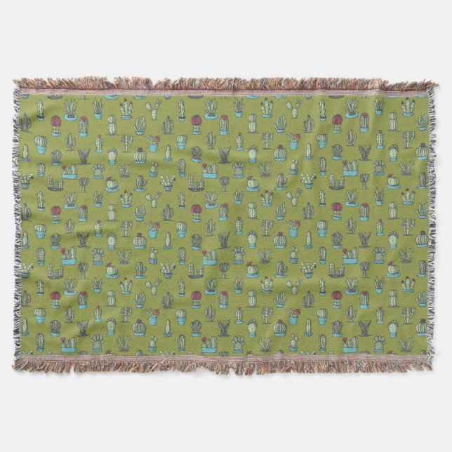 Cactus Mönster Throw Blanket Filt (Framsidan)