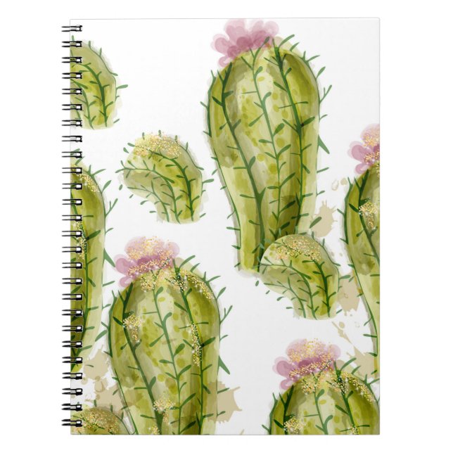 Cactus mönster vattenfärg anteckningsbok (Framsidan)