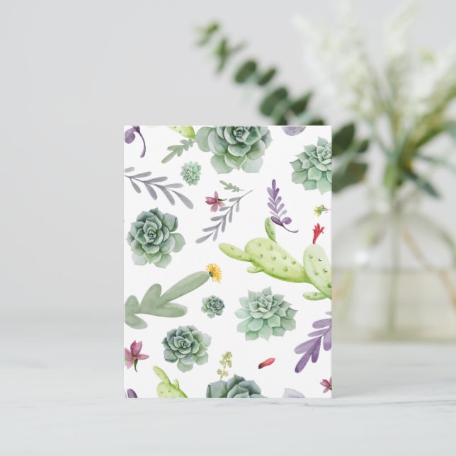 Cactus Mönster Vykort (Stående Fram)