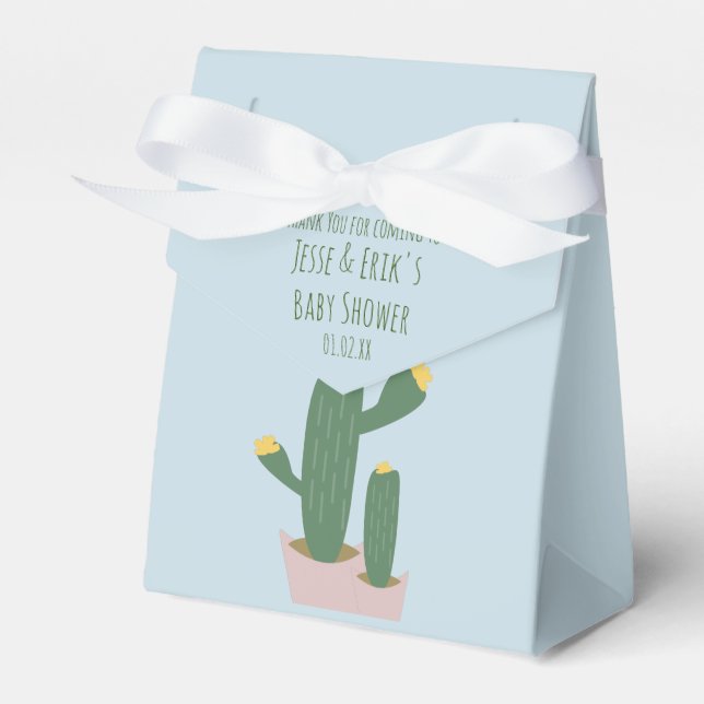 Cactus Muffinss Baby Shower Tack Blue Rosa Presentaskar (Framsidan Sidan)