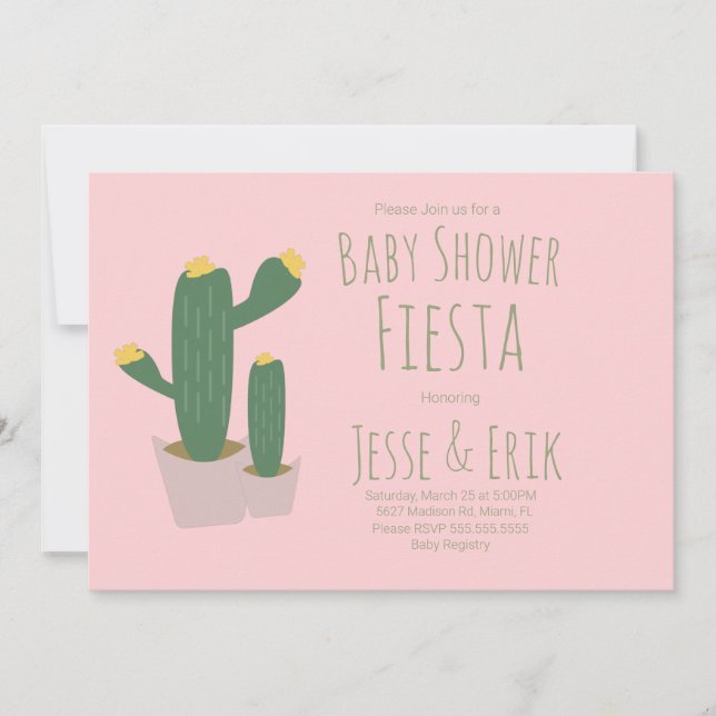 Cactus Muffinss Rosa Baby Shower-inbjudan Inbjudningar (Framsida)