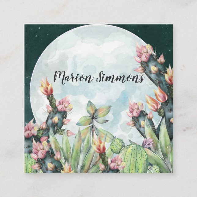 Cactus Night Desert Stars | Social Media Fyrkantigt Visitkort (Framsida)