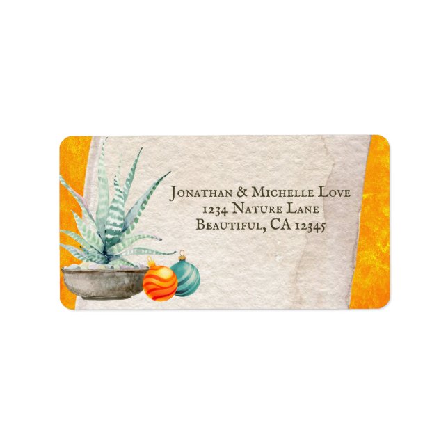 Cactus och julprydnadsföremål Adress Adressetikett (Framsidan)