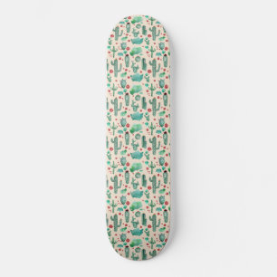 Cactus och ladybug mönster - beige bakgrund mini skateboard bräda 18,5 cm