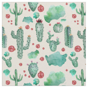 Cactus och ladybug mönster - beige bakgrund tyg