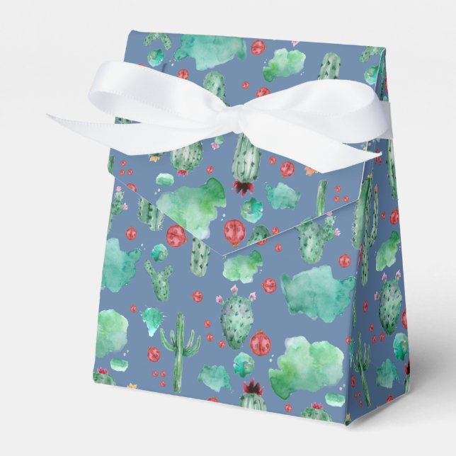 Cactus och ladybug mönster - blå bakgrund presentaskar (Framsidan Sidan)