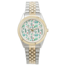 Cactus och ladybug mönster - gräddbakgrund armbandsur