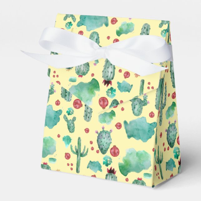 Cactus och ladybug mönster - gultens bakgrund presentaskar (Framsidan Sidan)