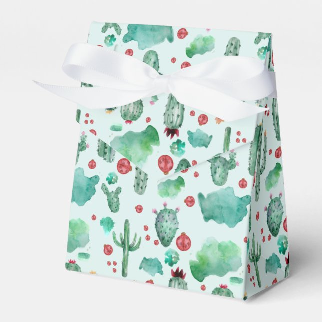 Cactus och ladybug mönster - ljusblå bakgrund presentaskar (Framsidan Sidan)