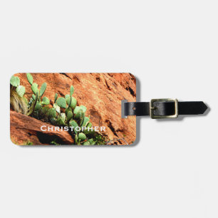 Cactus och Red Sten Southwest Namn Bag Bagagebricka