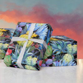 Cactus och Succulents Vibrant Southwest Watercolor Presentpapper