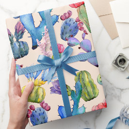 Cactus och Succulents Vibrant Southwest Watercolor Presentpapper