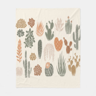 Cactus och succulless mönster fleecefilt