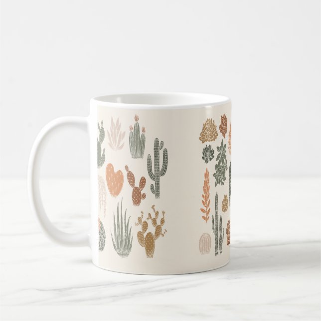 Cactus och succulless mönster kaffemugg (Vänster)