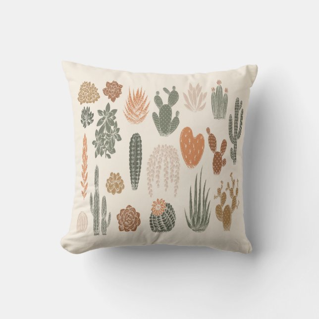 Cactus och succulless mönster kudde (Framsida)