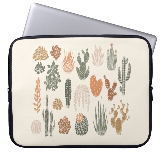 Cactus och succulless mönster laptop fodral (Framsidan)