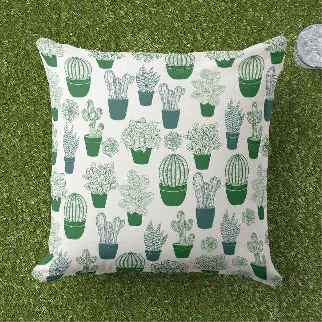 Cactus ökcacti Plant modern Mönster Kudde (Gräs)