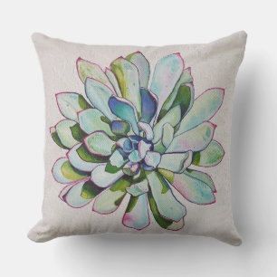 Cactus oljemålning magenta tippad löv kudde